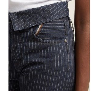 Jean Atelier FLIP FOLD-OVER PINSTRIPE JEANS IN TRI-COLOUR STITCHED STRIPES